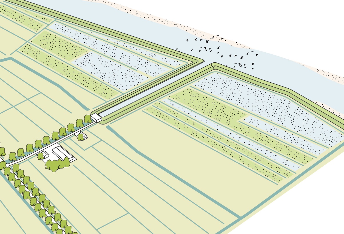 Illustratie van een landschap met waterretentie